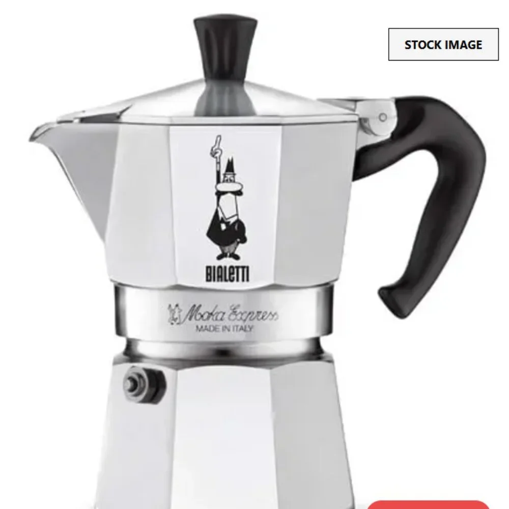 Bialetti  MOKA EXPRESS 3-Cup Stovetop Coffee Maker - Expresso Silver New - Picture 6 of 15